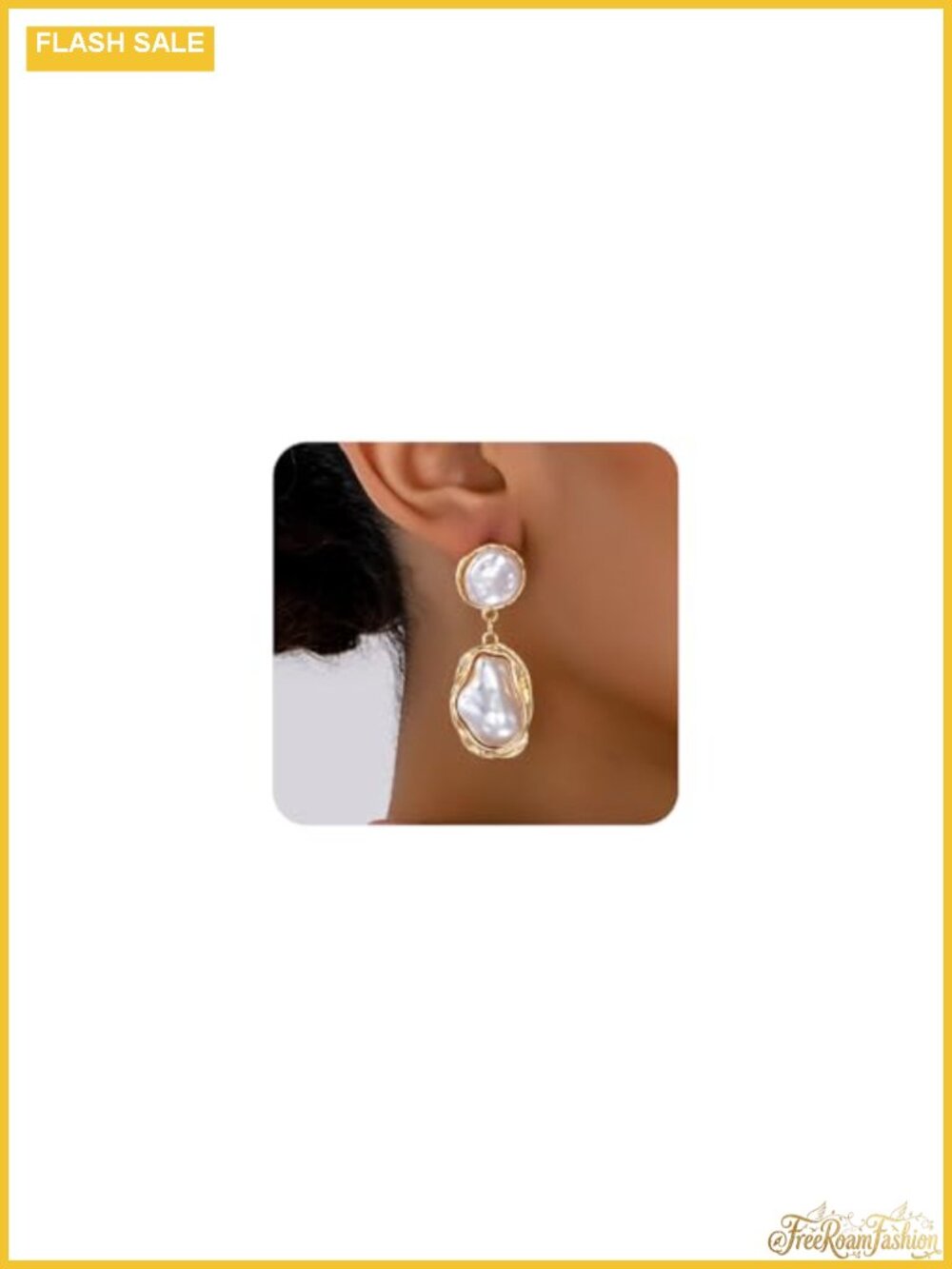 Gold Plated Large Baroque Pearl Dangle Drop Earrings Women Formal Wedding
